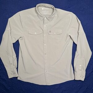 Field Ethos Men's Button Up Long Sleeve Shirt M Tan Vented Outdoor Fishing